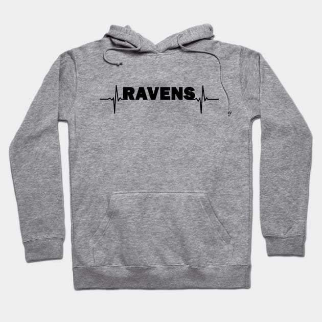 Ravens heartbeat black Hoodie by Flyingpanda